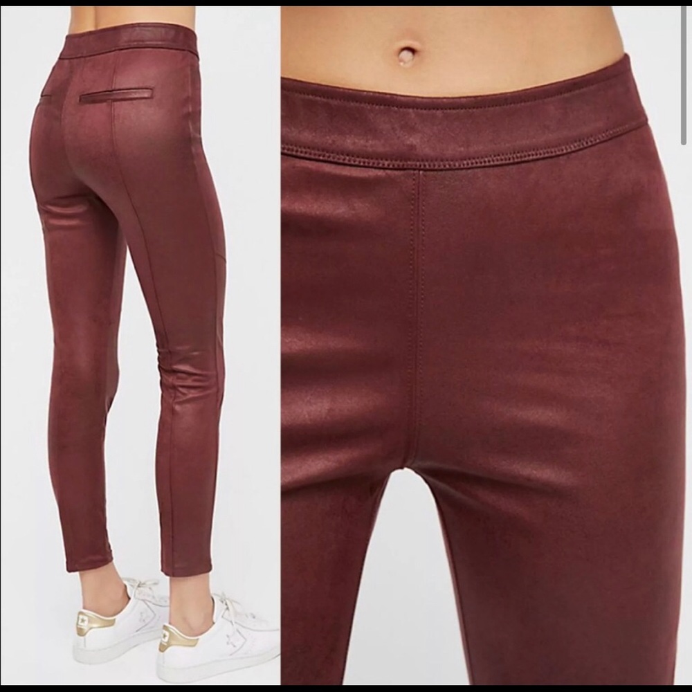 Free people vegan suede leggings burgundy pant